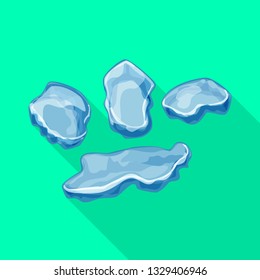Vector illustration of splinters and ice symbol. Set of splinters and froze  stock vector illustration.