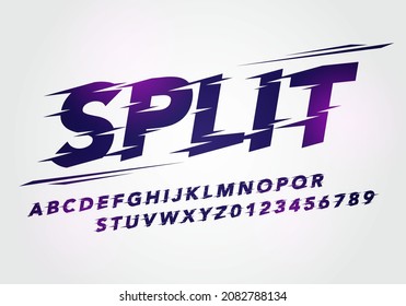 Vector Illustration Split Grunge Typography. Font For Sport Or Racing