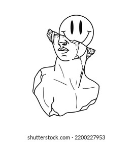 vector illustration of split head greek statue