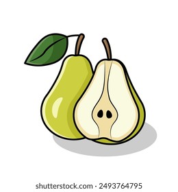 vector illustration of a split pear