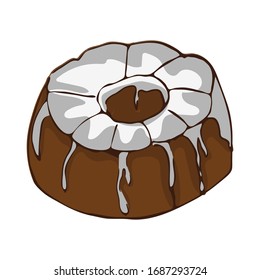 Vector illustration of a sponge cake with fondant, isolated image of a confectionery