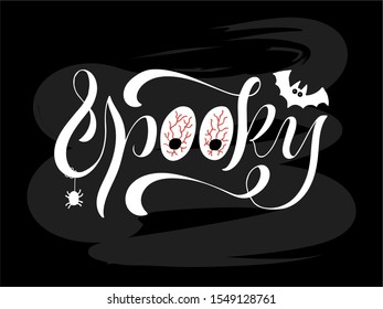 Vector illustration of spooky brush lettering for banner, flyer, poster, clothes, postcard, logo, advertisement, book cover design. Handwritten text for template, signage, billboard, print, decoration