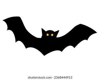 vector Illustration of spooky, cute and fun halloween flying black bat with eyes