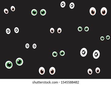 Vector illustration of spooky eyes in the dark background - Halloween background
