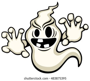 Vector illustration of a spooky but fun cartoon ghost.