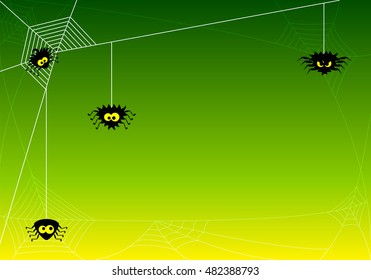 vector illustration of a spooky halloween background with spiders in net