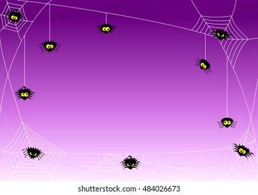 vector illustration of a spooky halloween background with spiders in net