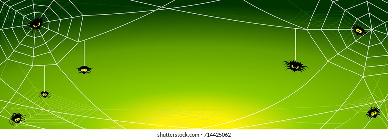 vector illustration of a spooky halloween background with spiders in net