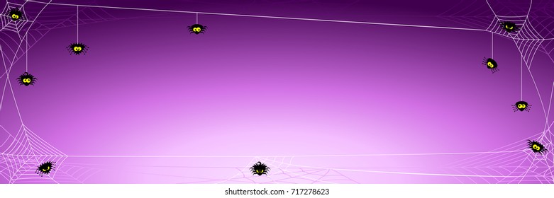 vector illustration of a spooky halloween background with spiders in net