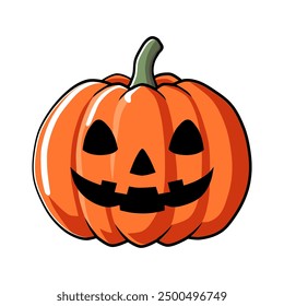 vector illustration of spooky halloween pumpkin or halloween jack o lantern in cartoon style isolated on white background
