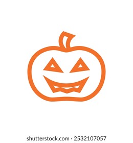 Vector illustration of a spooky Halloween pumpkin icon. Perfect for festive designs, invitations, or decorations to evoke the spirit of Halloween and autumn celebrations