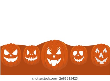 Ilustración vectorial de un personaje espeluznante de calabaza de Halloween sobre un fondo blanco.