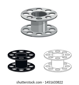 Vector illustration of spool and bobbin sign. Set of spool and reel vector icon for stock.