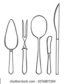 Vector illustration of spoon, fork and knife