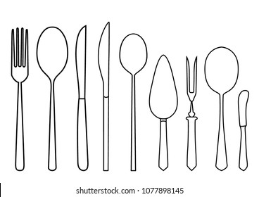 Vector illustration of spoon, fork and knife