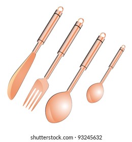 vector illustration of spoon fork and knife on white background