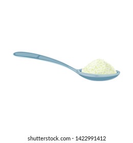 Vector illustration of spoon and rice sign. Collection of spoon and grain    stock vector illustration.