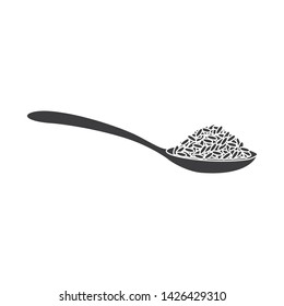 Vector illustration of spoon and rice sign. Collection of spoon and grain vector icon for stock.