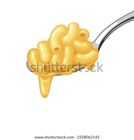 Vector illustration, a spoonful of macaroni pasta with cheese, isolated on a white background.