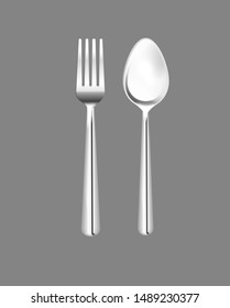 Vector illustration spoons and forks for eating