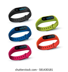 Vector illustration of sport accessories. Realistic illustration of  fitness Smart Watch.