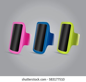 Vector illustration of sport accessories. Realistic illustration of sport holder for smartphone.