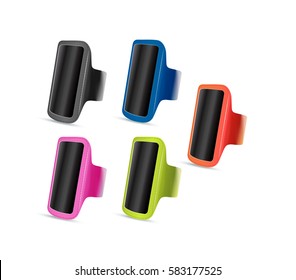 Vector illustration of sport accessories. Realistic illustration of sport holder for smartphone.