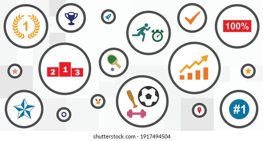 Vector Illustration Sport Activities And Ranking System For Competitions Rules And Achievements