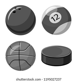 Vector illustration of sport and ball icon. Set of sport and athletic stock vector illustration.