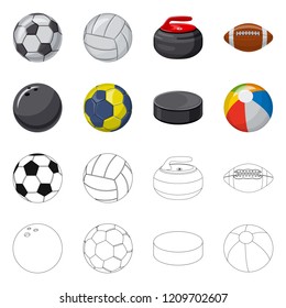 Vector illustration of sport and ball icon. Set of sport and athletic stock symbol for web.