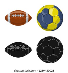 Vector illustration of sport and ball icon. Set of sport and athletic stock vector illustration.