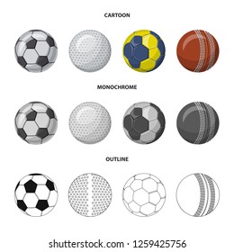 Vector illustration of sport and ball symbol. Set of sport and athletic vector icon for stock.