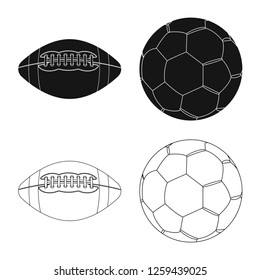 Vector illustration of sport and ball symbol. Set of sport and athletic vector icon for stock.