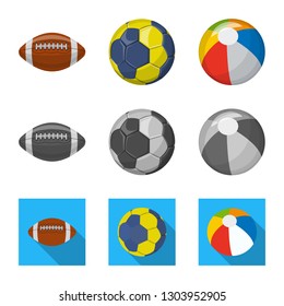 Vector illustration of sport and ball symbol. Set of sport and athletic stock symbol for web.