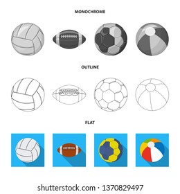 Vector illustration of sport and ball symbol. Set of sport and athletic stock vector illustration.
