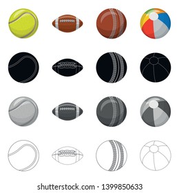 Vector illustration of sport and ball symbol. Collection of sport and athletic stock symbol for web.