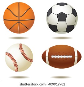 vector illustration of sport balls silhouettes isolated