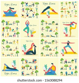 Vector illustration sport concept flat design of men and women doing sport and healthy lifestyle background 