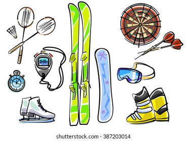 Vector illustration of a sport equipment set