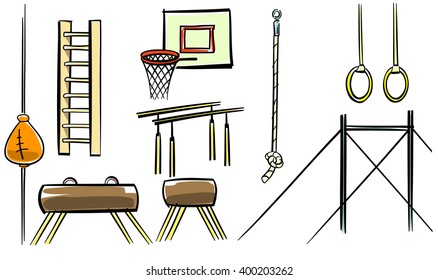 Vector illustration of a sport equipment set