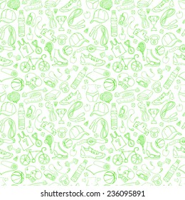 Vector illustration Sport and fitness seamless doodle pattern
