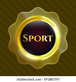 Vector illustration of Sport gold with Blue  shiny badge icon 
