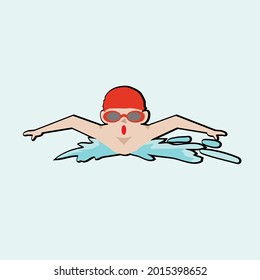 Vector And Illustration Of Sport Icon On Isolated Light Blue Background. Sporting Event Of Long Distance Swimming.