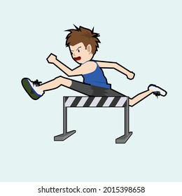Vector and illustration of sport icon on isolated light blue background. Sporting event of jump over obstacles.