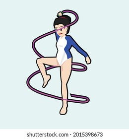 Vector and illustration of sport icon on isolated light blue background. Sporting event of ิrhythmic gymnastics.