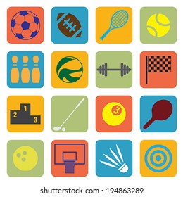 A vector illustration of sport icons in flat style
