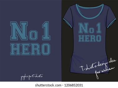 Vector illustration of sport lettering Hero number one for boys fashion clothes design, print for t shirt, old school street style
