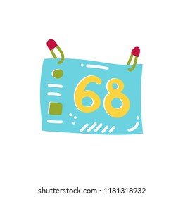 Vector illustration of sport number with pins for competition in football, tennis, games. Summer clothes. Running equipment. 