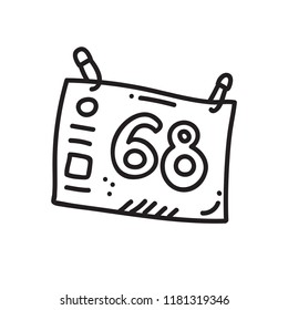 Vector illustration of sport number with pins for competition in football, tennis, games. Summer clothes. Running equipment. 