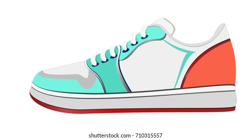 Vector illustration of sport shoe. Bright colorful Sport sneakers symbols in flat style.